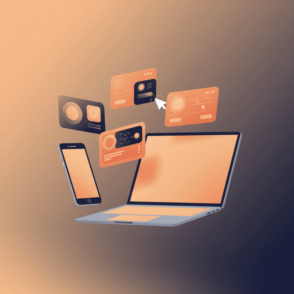 Exemplu de preview al unui site, pe laptop si telefon